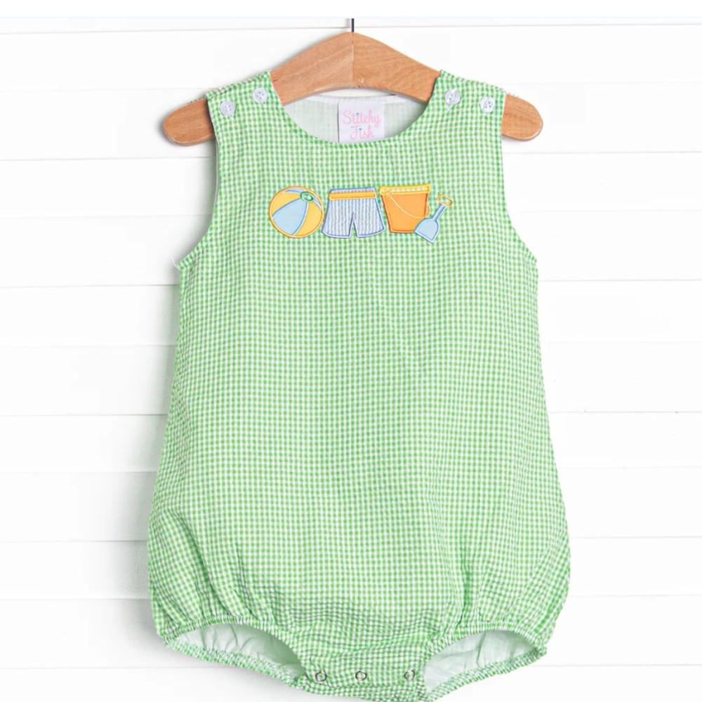 Stitchy Fish Summer in the Sand Applique Bubble, Green